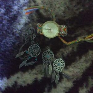 New earring and necklace set with watch